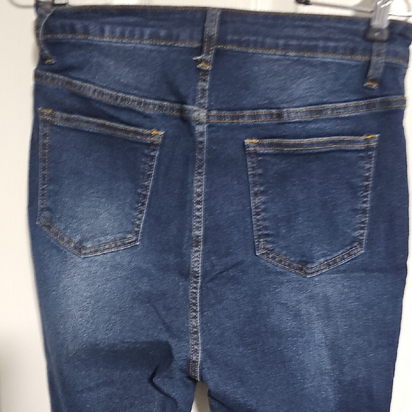 Women's Dark Blue High-Waisted Jeans - Picture 5 of 6